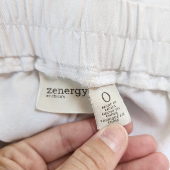 Chico's Zenergy Pull-On White Pants Elastic Waist Beachy Women's S/4 (Chico's 0) - Picture 5 of 8